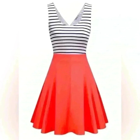 Missky Women Flowy Stripe Sleeveless Mini Summer Dress Stretch Top Size Small - Picture 1 of 14